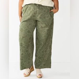 Sonoma Wide Leg NWT Lenin Blend Green Pants